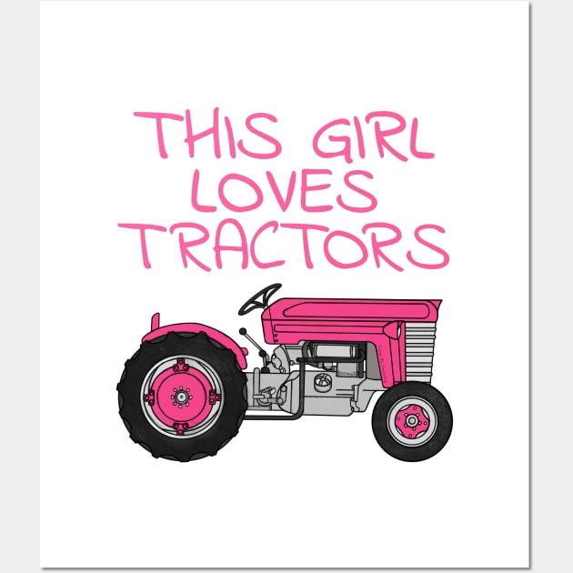 Vintage Tractor, This Girl Loves Tractors, Female Farmer Wall Art by doodlerob
